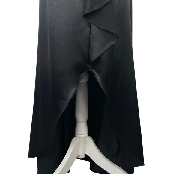 Scott McClintock Black Satin Maxi Dress Size 4 Formal Prom Wedding Cocktail - Picture 5 of 15